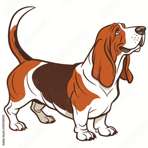 Basset hound dog full body a detailed realistic colorful vector illustration on a white background