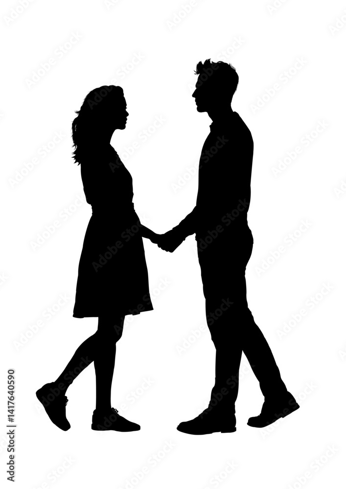 Silhouette of a loving couple, man and woman, vector illustration