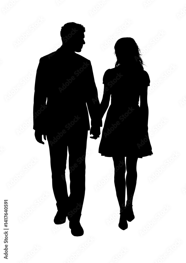 Silhouette of a loving couple, man and woman, vector illustration
