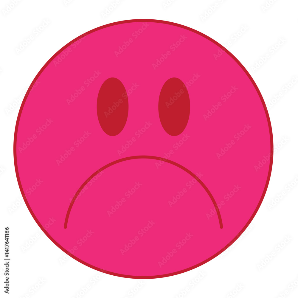 Fototapeta premium sad smiley face icon, red and pink