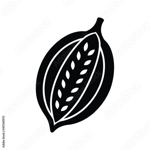 negative space black silhouette cocoa pod vector artwork  