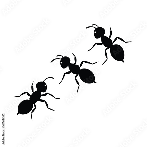 Ant silhouette Silhouette vector bundle illustration, Set of Ant silhouette Silhouette 