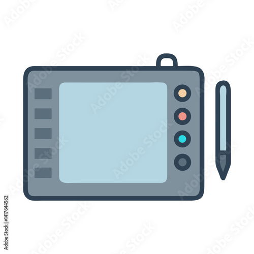 Digital Drawing Tablet with Buttons Icon Design