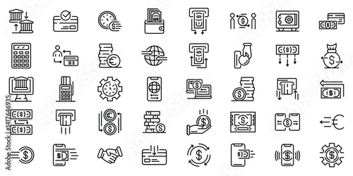 Finance icon set Banking symbols  financial transactions