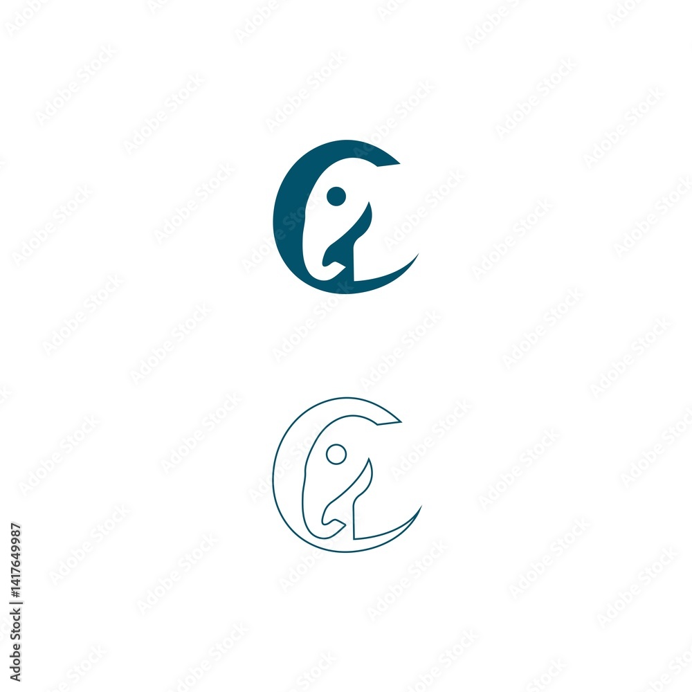 icon of circle elephant logo Vector icon of circle elephant logo Vector