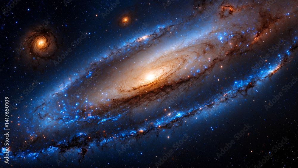 Fototapeta premium Vibrant galaxy sprawling across the cosmic expanse
