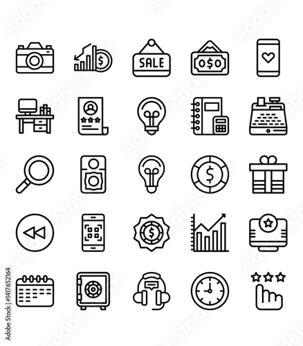 Icons of business growth savings sales and success