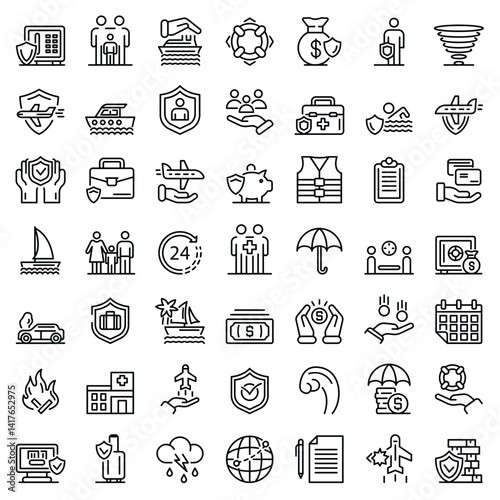Insurance icons Diverse protections for life property  wellbeing