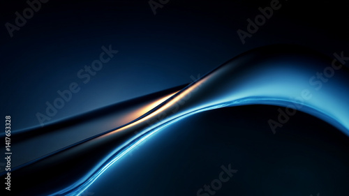 Abstract 3D illustration of a smooth, glowing arc with blue and orange highlights on a dark background. Futuristic, elegant, and tech-inspired visual with sleek curvature and lighting.