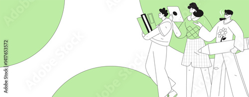 Bild auf Leinwand Flat vector illustration of business people operating work scene