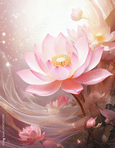 Divinely shining lotus background