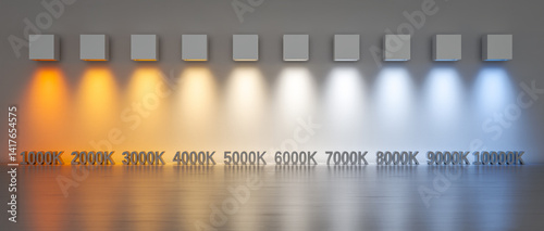 Color temperature scale with warm and cold colors ranging from 1000k to 10000k, useful for designers and photographers