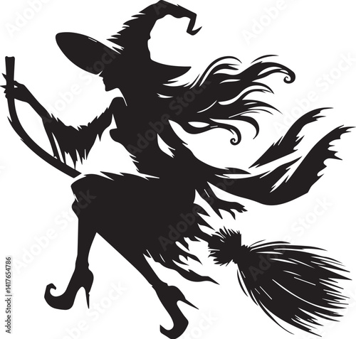 Vector of silhouette Halloween witch