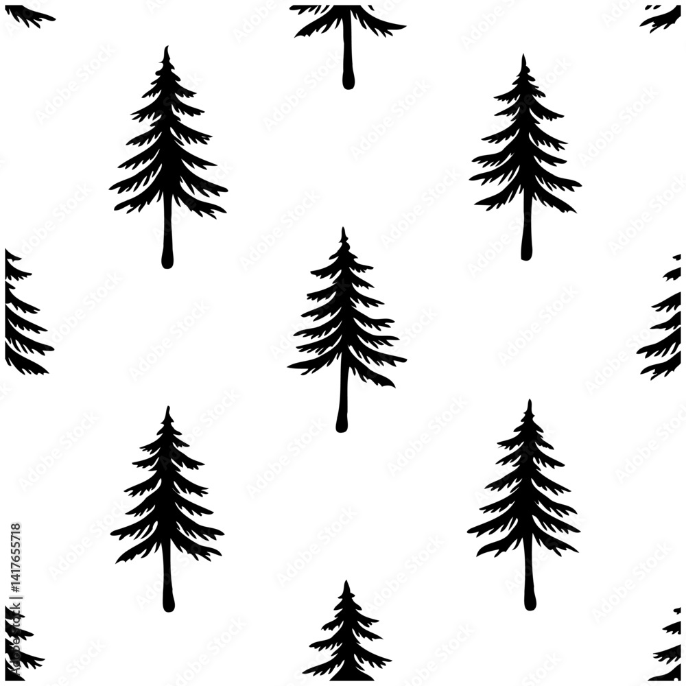 Obraz premium Elegant Evergreen Forest Seamless Pattern Design