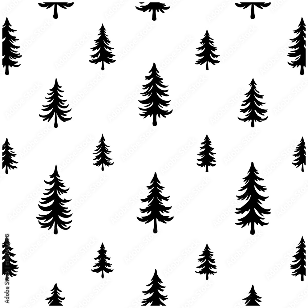 Fototapeta premium Evergreen Forest Silhouette Pattern Design