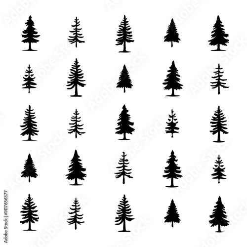 Unique silhouettes various pine tree pattern art