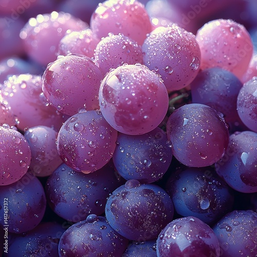 Wallpaper Mural Close-up of fresh grapes with water droplets glistening under the light Torontodigital.ca