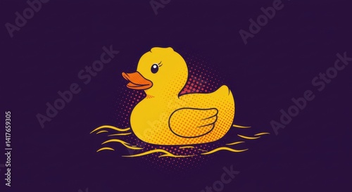 Comic-Style Rubber Duck in Yellow and Orange Hues