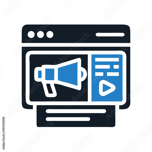 Ads on Website Icon Representing Online Advertising and Digital Promotion