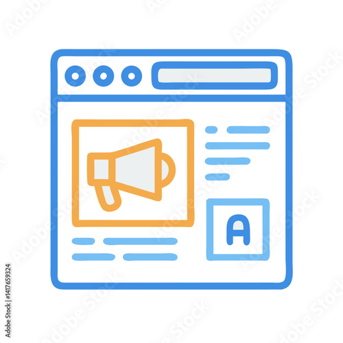 Ads on Website Icon Representing Online Advertising and Digital Promotion