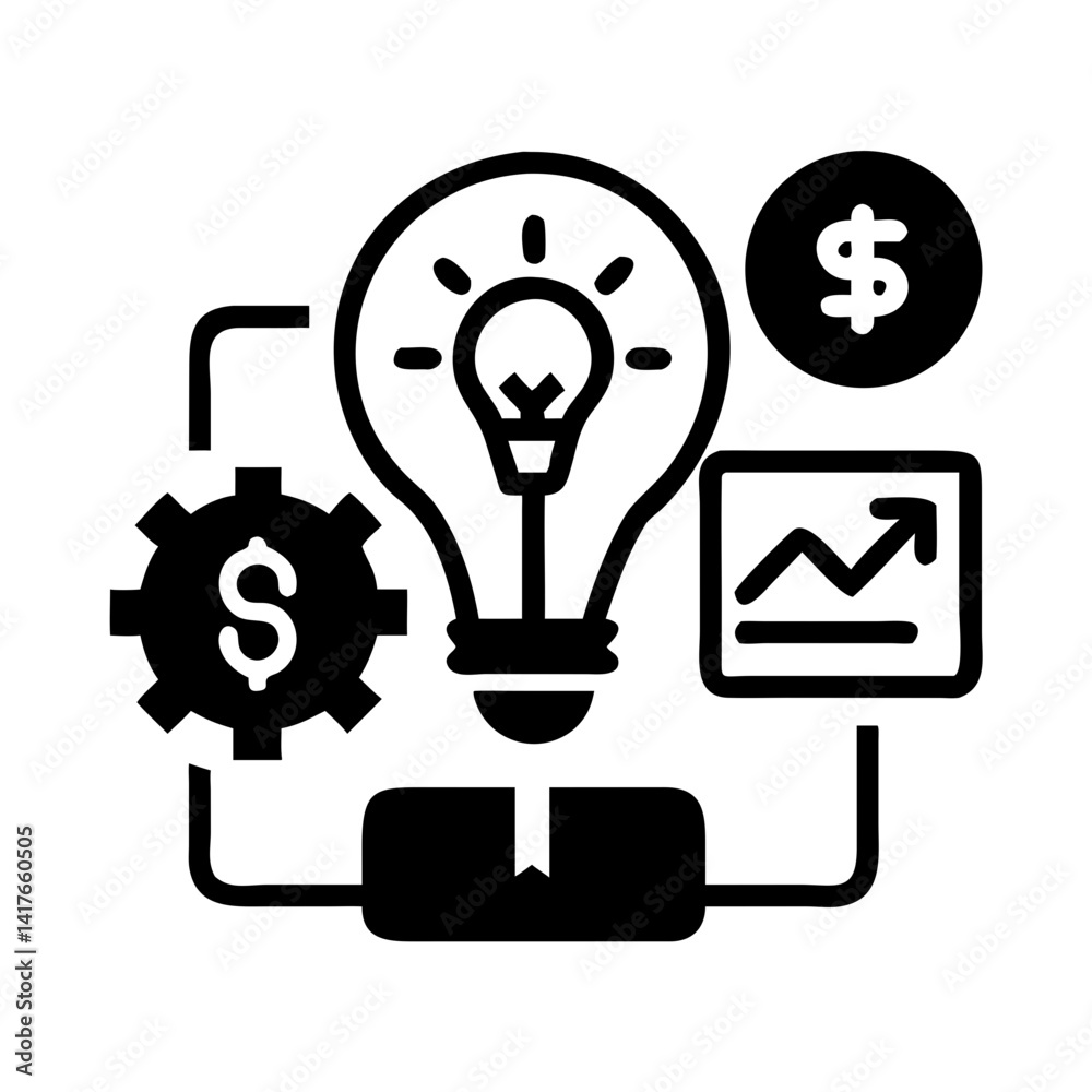 Business Innovation Icon Representing Idea Generation and Creative Solutions