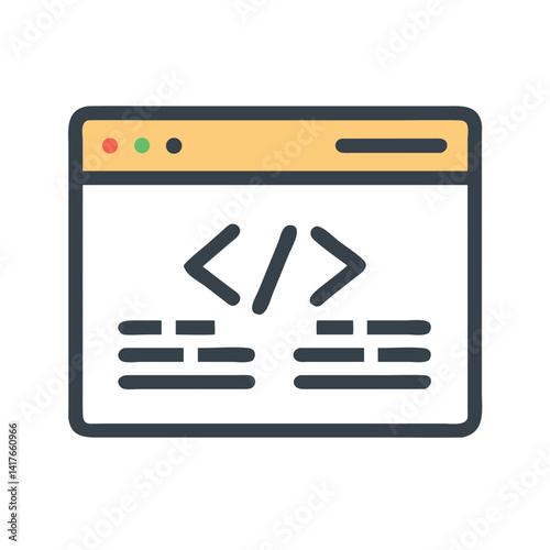 Code Editor Icon Representing Web Development and Interactive Programming Environment