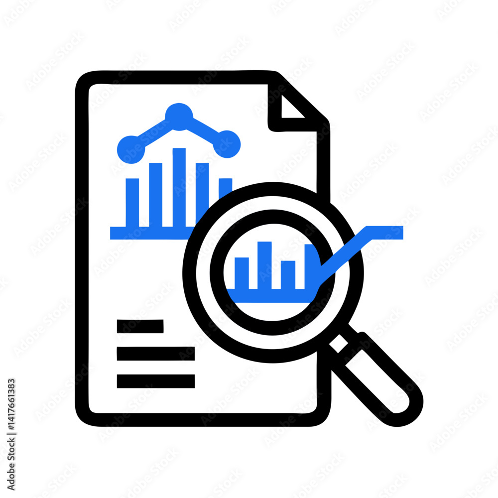 Data Search Icon Representing Analytics and Reporting for Data Insights Data Search Icon Representing Analytics and Reporting for Data Insights