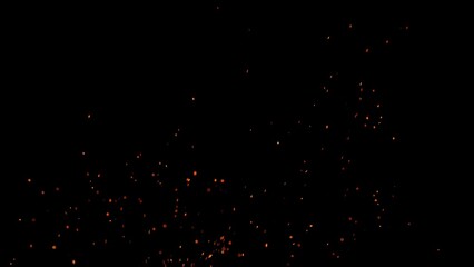 Fire sparks isolated on black background.