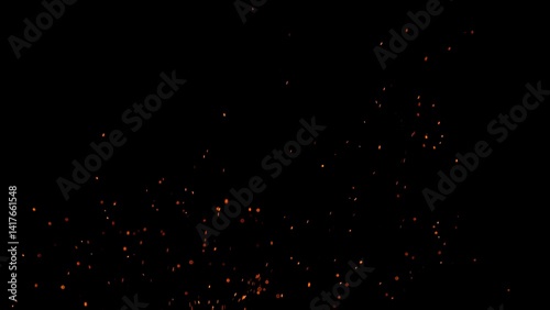 Fire sparks isolated on black background.