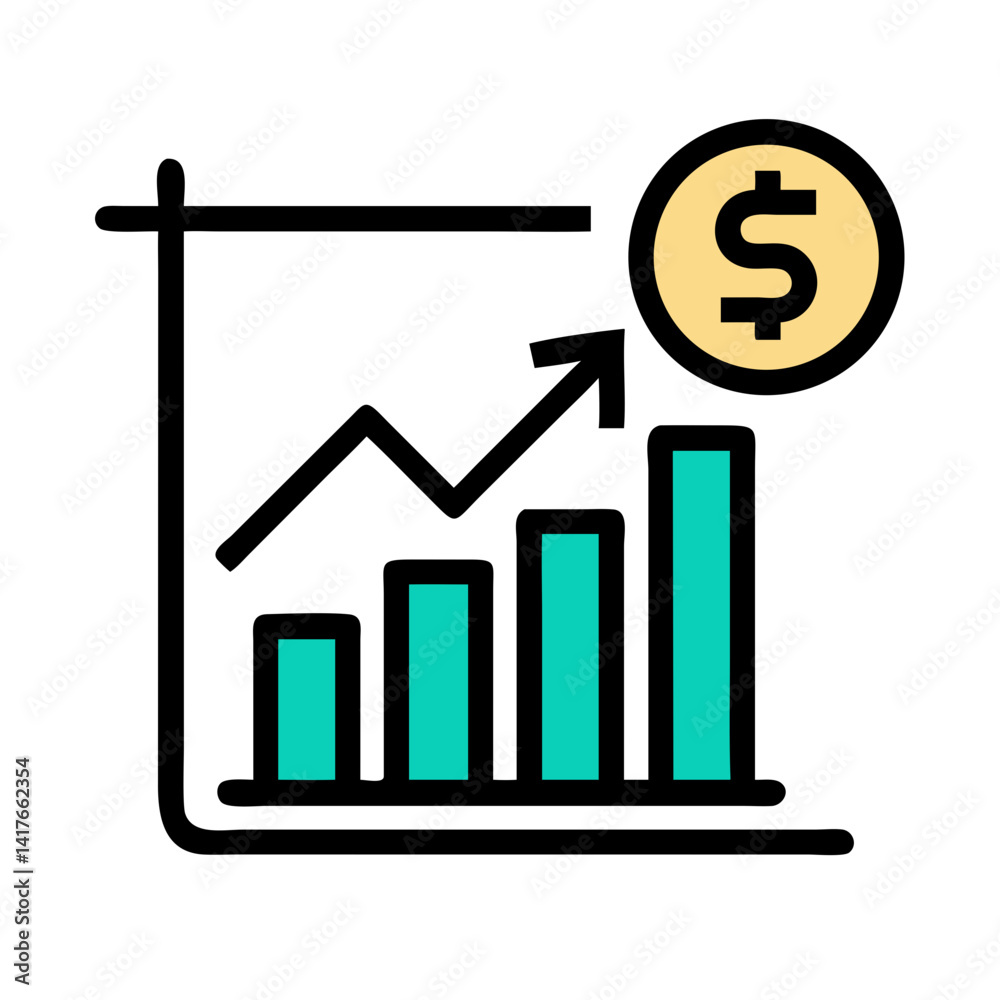 Growth Chart Icon Representing Financial Performance and Business Progress Growth Chart Icon Representing Financial Performance and Business Progress