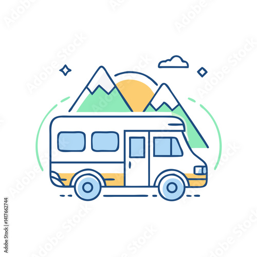 Camper van on the road, representing eco-road trips.