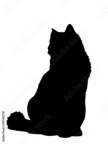 Silhouette of a black cat, lion, and bear vector illustration against a sunset sky