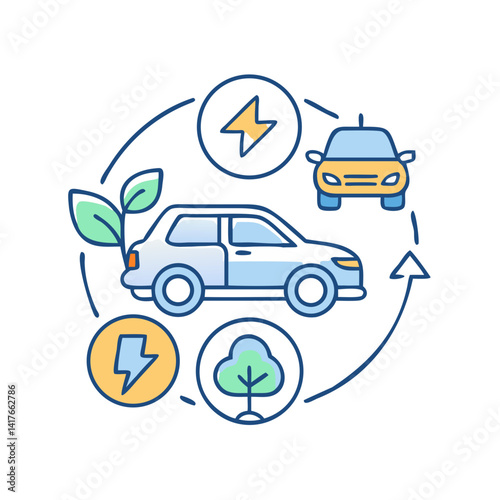 Electric vehicles and sustainability icon.