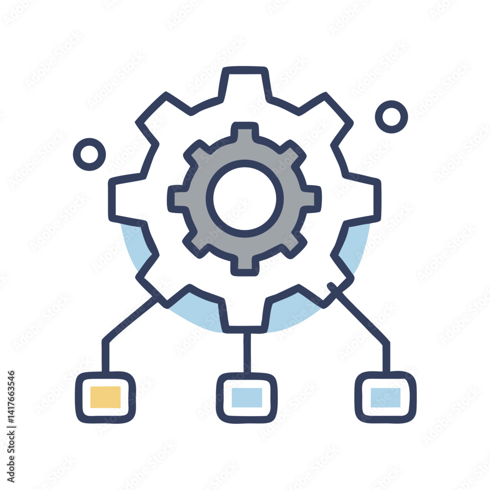 Network Gear Icon Representing Backend Configuration and System Setup Network Gear Icon Representing Backend Configuration and System Setup