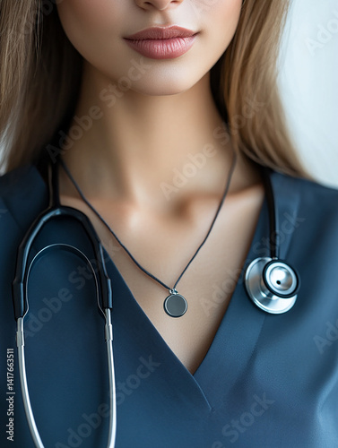 Beautiful woman close-up, doctor nurse care portrait close-up