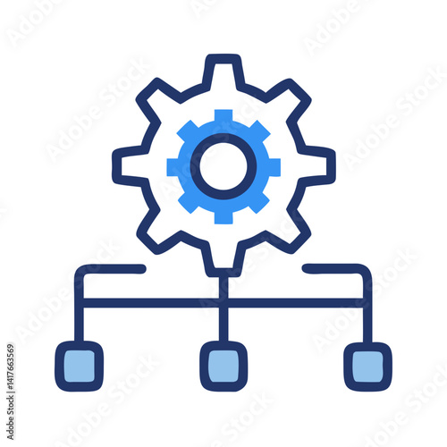 Network Gear Icon Representing Backend Configuration and System Setup