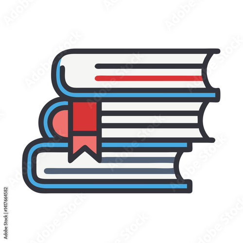 Stacked Books with Ribbon Icon Representing Knowledge, Learning, and Academic Achievement