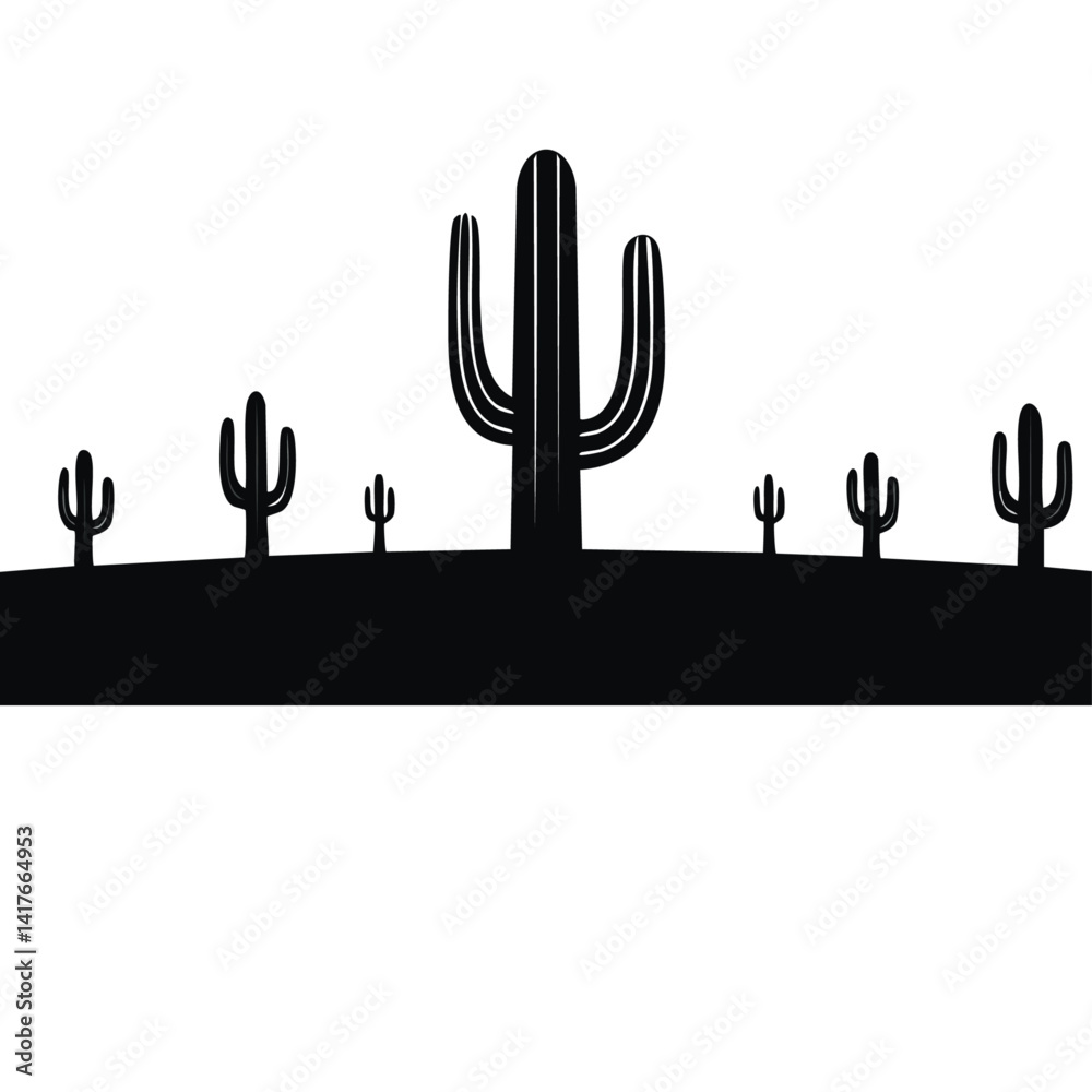 Set of Cactus vector silhouette black graphic design