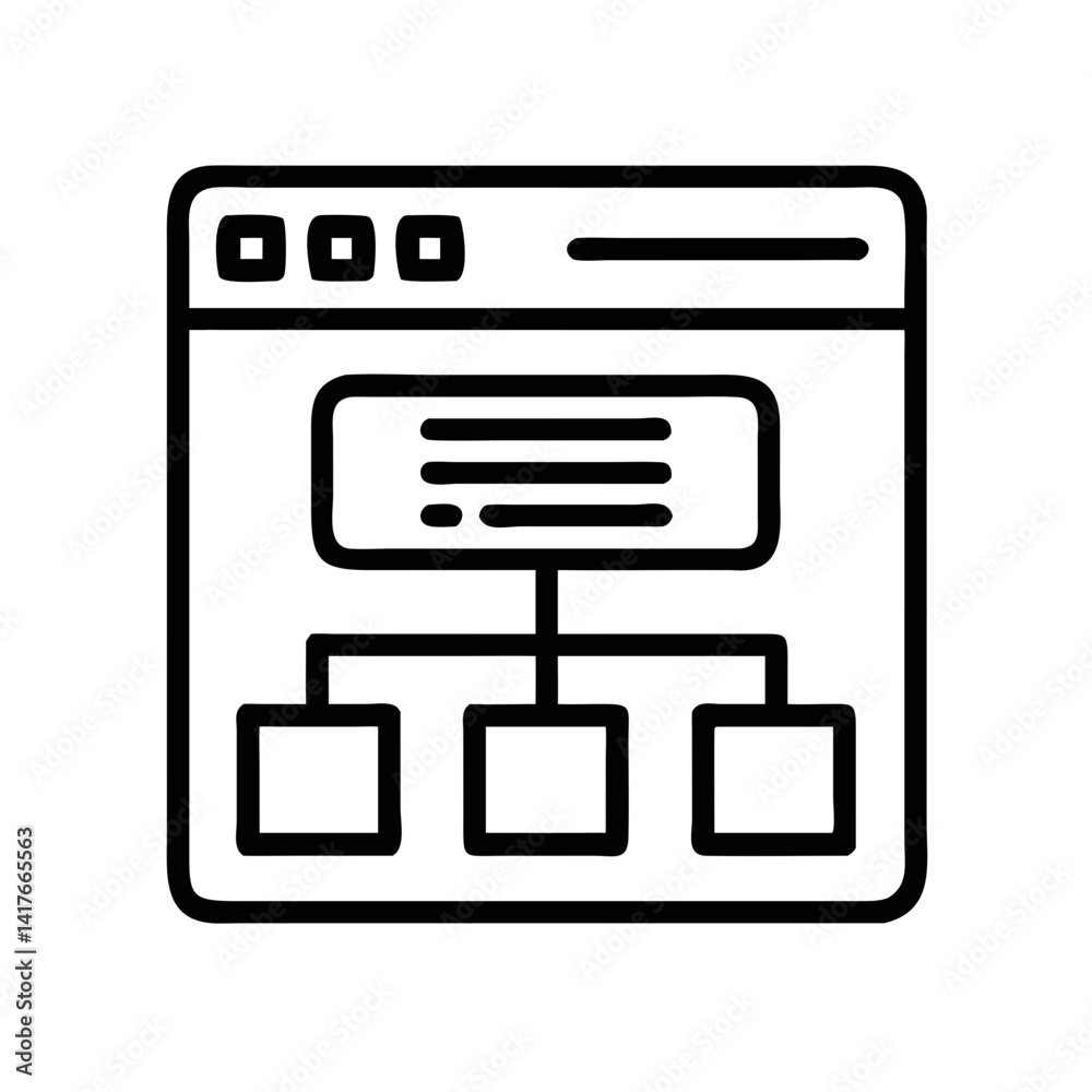 Website Structure Icon Representing Sitemap and Digital Web Architecture Website Structure Icon Representing Sitemap and Digital Web Architecture
