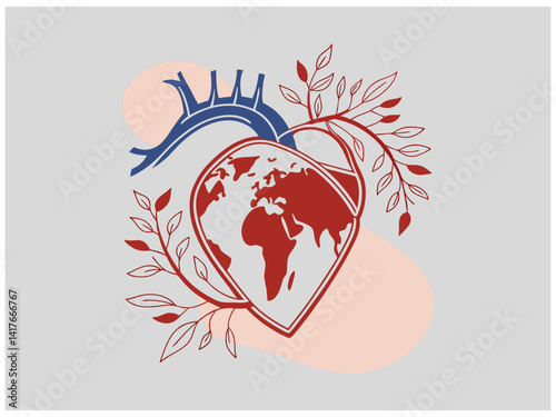 Heart-shaped graphic design for World Heart Day. A stylized heart graphic, representing a human heart, with the text "World Heart Day" inside.