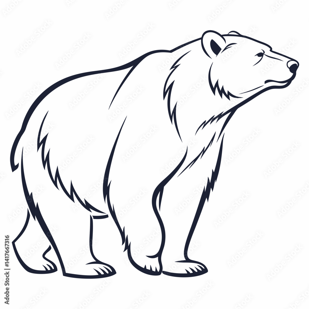 Simple a Bear line art vector design white background Simple a Bear line art vector design white background