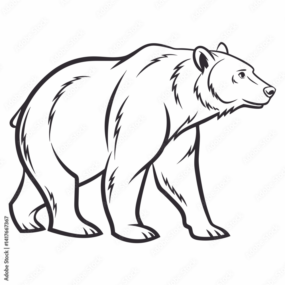 Simple a Bear line art vector design white background Simple a Bear line art vector design white background