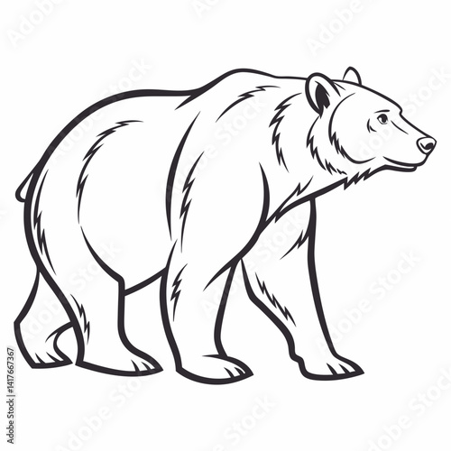 Simple a Bear line art vector design white background