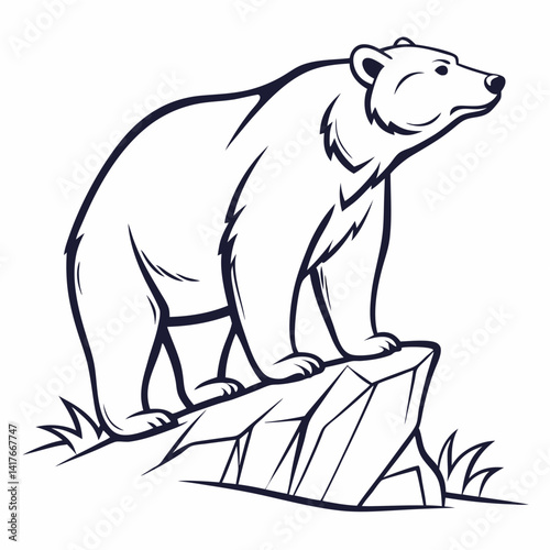 Simple a Bear line art vector design white background