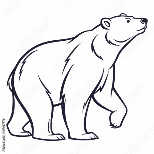 Simple a Bear line art vector design white background