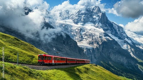 Scenic Mountain Railway Journey Through the Swiss Alps with Eiger View