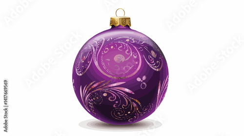 Elegant Purple Christmas Ball on White Background Vector Illustration