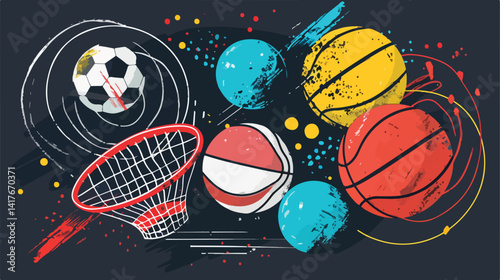 Dynamic Sports Design on Black Background - Vector Illustration