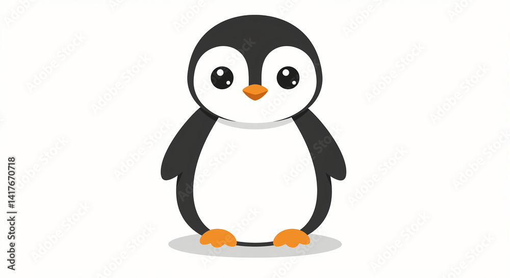 Obraz premium Cartoon Penguin Illustration on White Background