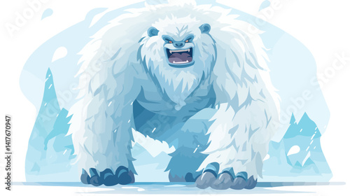 Powerful Yeti Monster Character with Massive Body in Action Pose